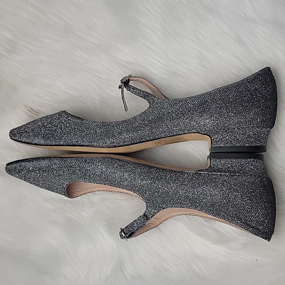 KATE SPADE NEW YORK Mallory Smoke Silver Mary Jane Sparkle Glam Party Flats 11 - Picture 4 of 12